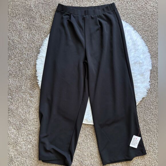 Asos Design Pants Pull On Wide Leg New Black Stretchy Womens Size 12 - Picture 1 of 7